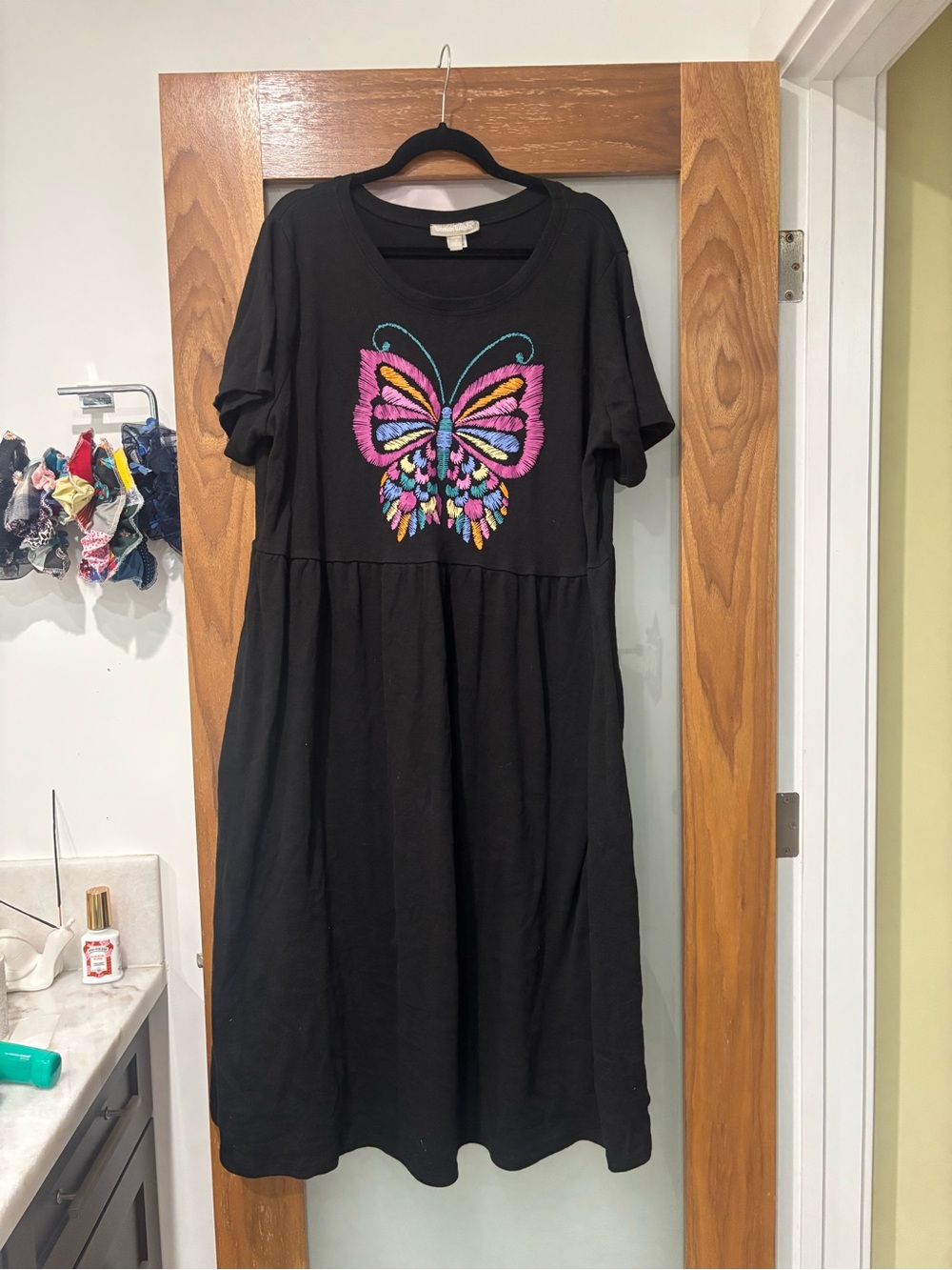 Black Cotton Butterfly Maxi Dress
